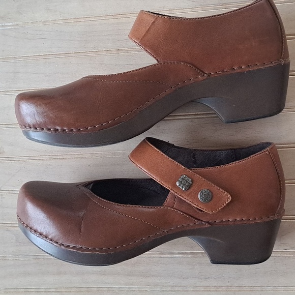 Dansko Cordovan Burnished Full Grain  Leather Mary Jane Clogs Comfort Sz 41 - Picture 8 of 12